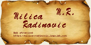 Milica Radinović vizit kartica